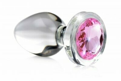 BOOTY SPARKS Glass Butt Plug - Pink Gem (Small)
