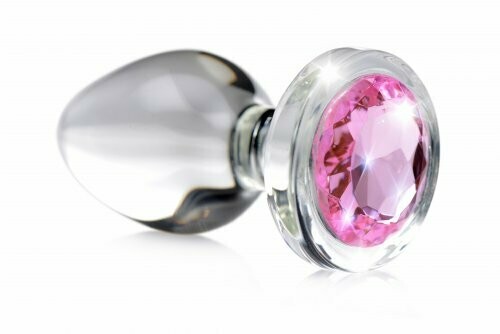 BOOTY SPARKS Glass Butt Plug - Pink Gem (Medium)