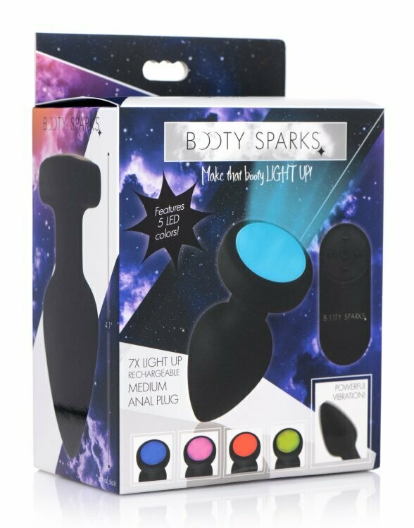 BOOTY SPARKS LED Vibrating Butt Plug - Medium (Remote Control)