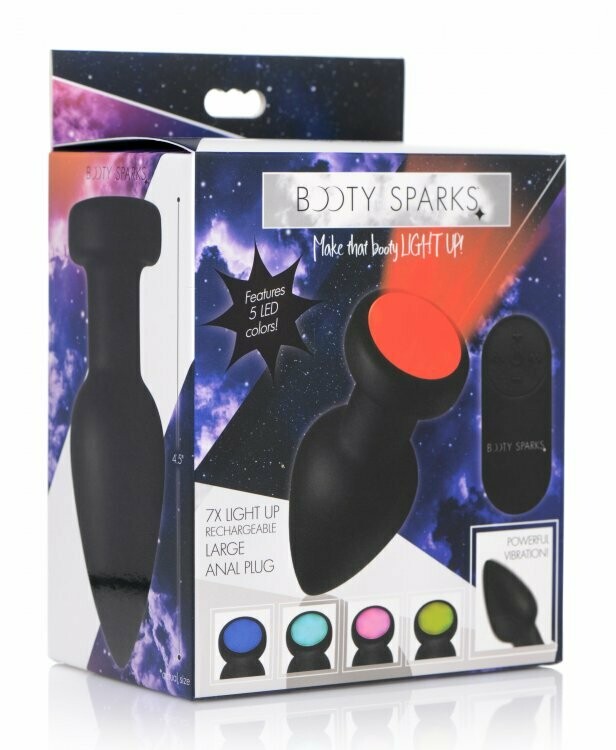 BOOTY SPARKS LED Vibrating Butt Plug - Large (Rechargeable/Remote Control)