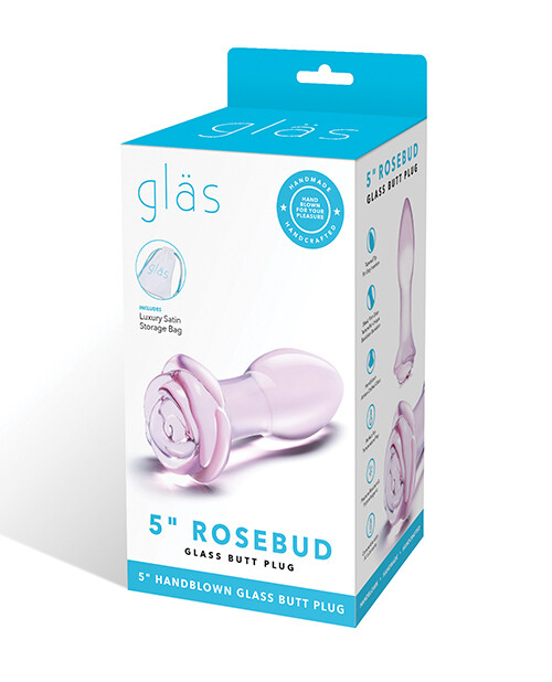 GLAS Rosebud Glass Butt Plug - Large