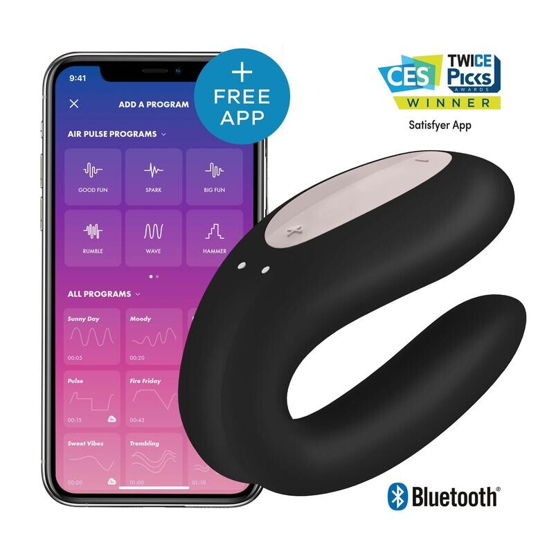SATISFYER Double Joy - Black (iOS &amp; Android App)
