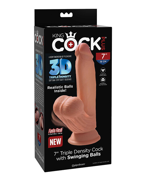 KING COCK Triple Density Cock w/ Swinging Balls - 6&quot;