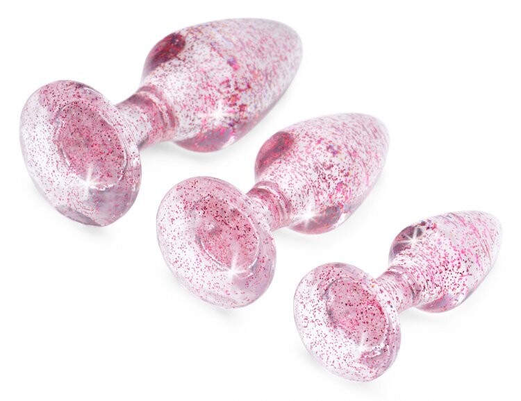 BOOTY SPARKS Glitter Gem Anal Plug - Pink (Set of 3)
