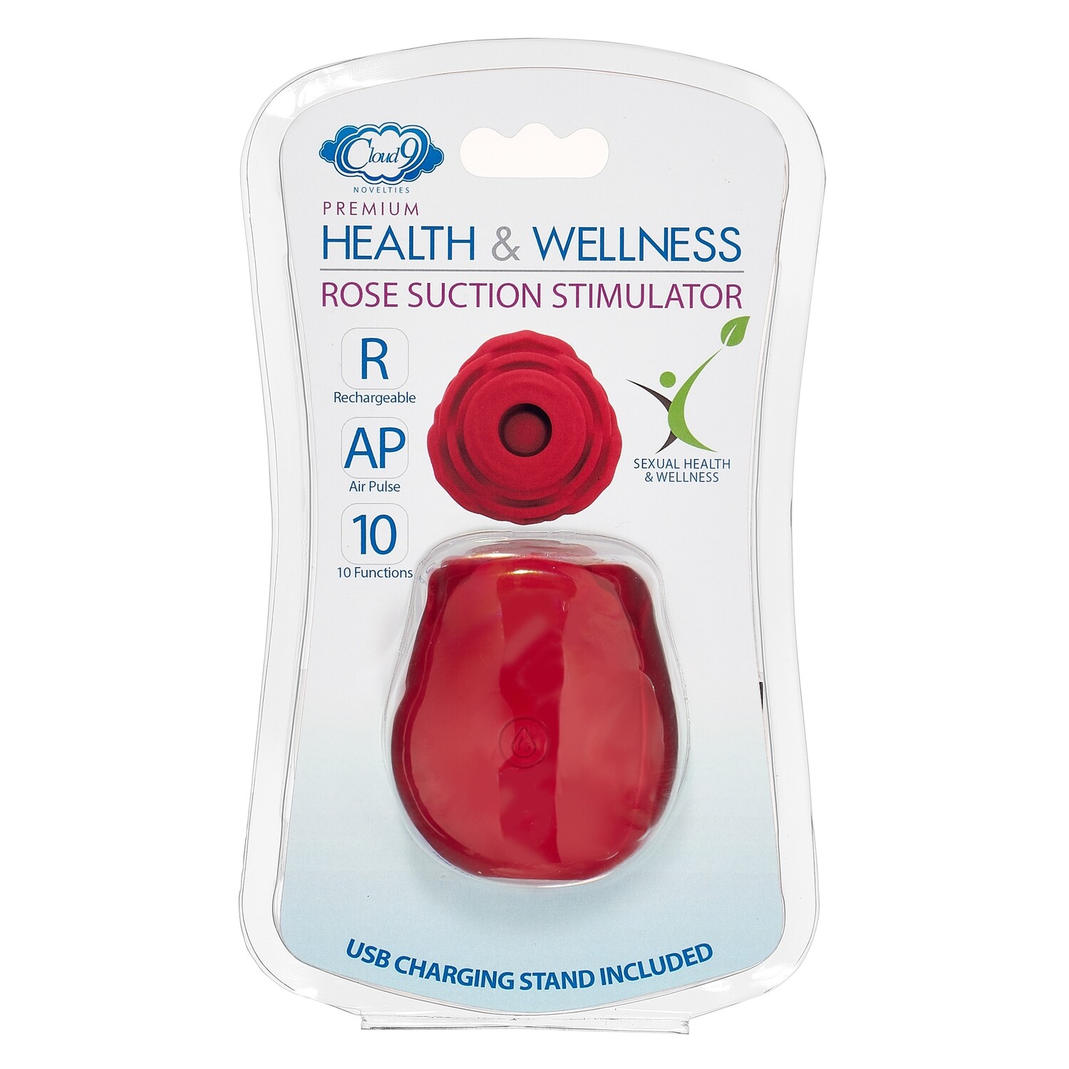 Cloud 9 Health &amp; Wellness Rose Suction Stimulator Red