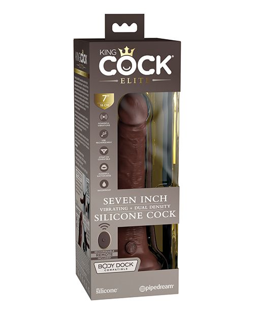 KING COCK Elite Vibrating Dual Density Brown 7"