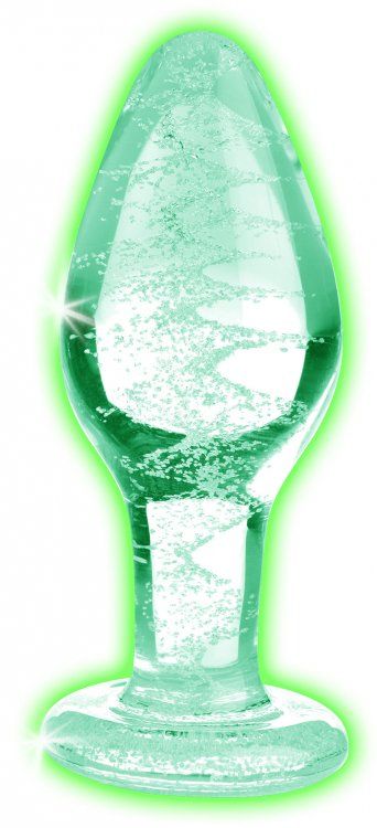 BOOTY SPARKS Glow-in-the-dark Glass Anal Plug (Medium)