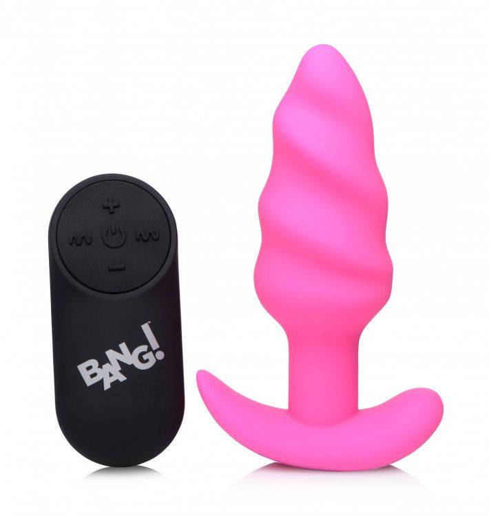 BANG! Vibrating Silicone Swirl Butt Plug W/ Remote