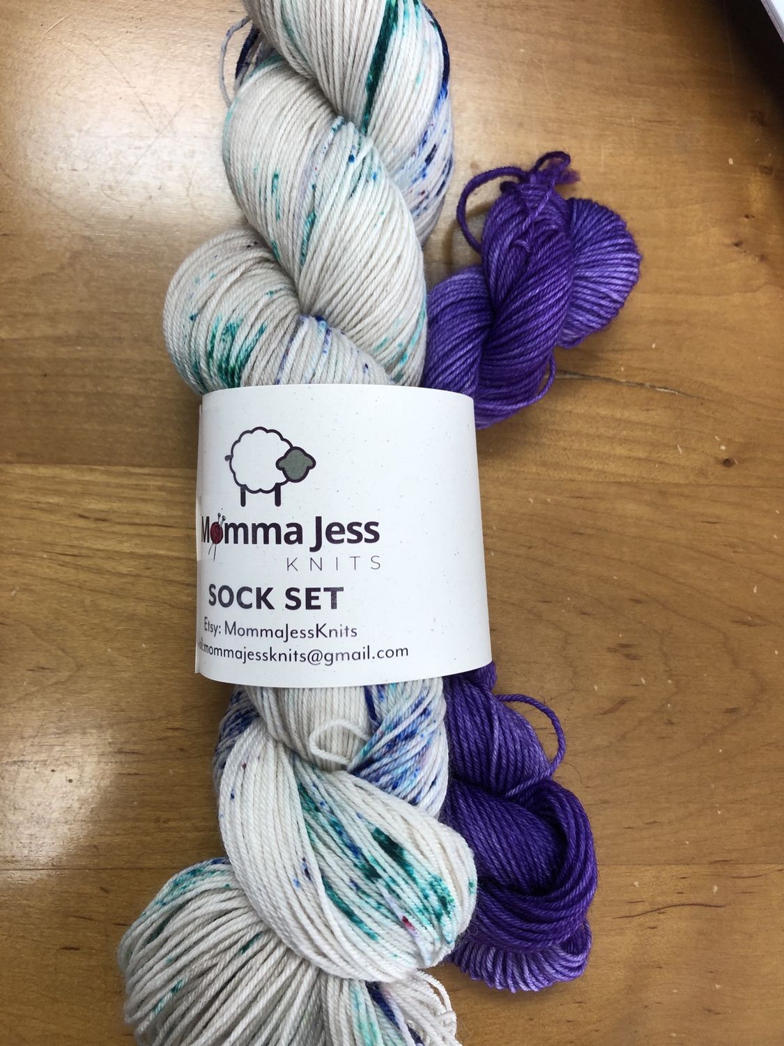 Momma Jess Sock Set, Color: Aqua Peri Polka