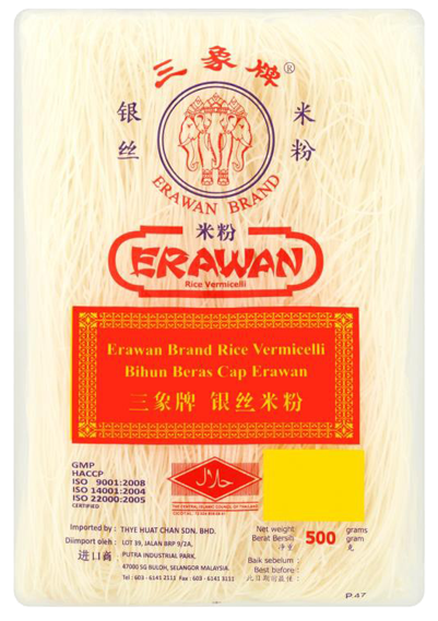 ERAWAN BRAND SAM XIANG BIHUN/RICE VERMICELLI 三象银丝米粉 500G