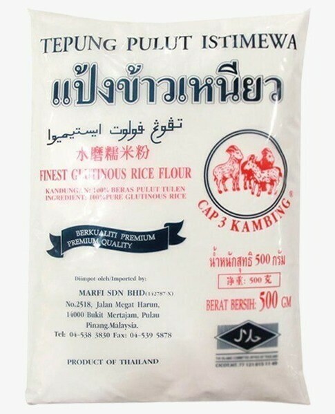 FLOUR GLUTINOUS 3GOATS (TEPUNG PULUT) 三羊糯米粉 500G