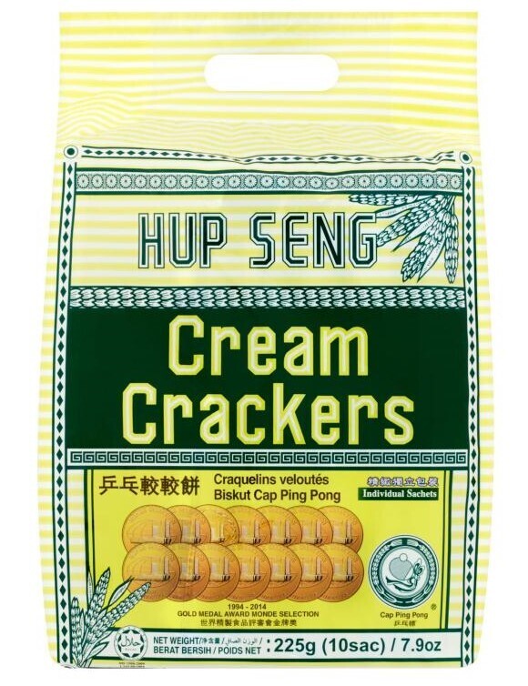 HUP SENG SPECIAL CREAM CRACKERS 乒乓较较饼 225G