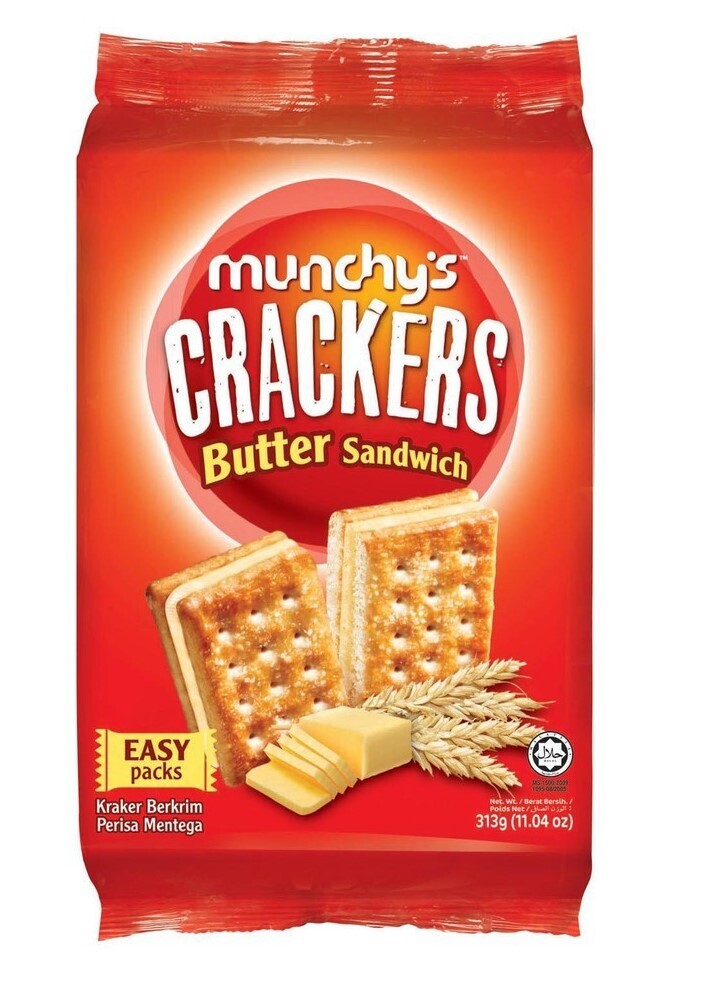 MUNCHY'S CRACKER SANDWICH BUTTER FLA CREAM 三文治饼 313GM