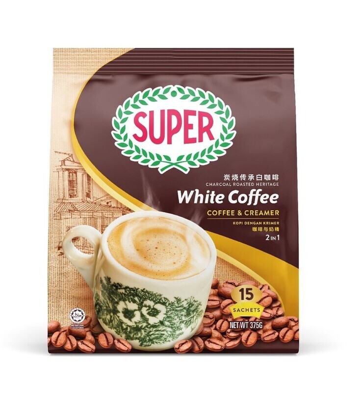SUPER CHARCOAL ROASTED WHITE COFFEE (COFFEE & CREAME) 白咖啡 (咖啡与奶精) (15'SX25G)