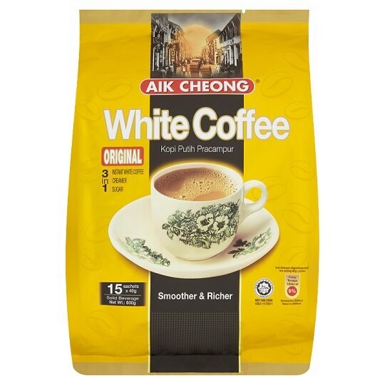 AIK CHEONG WHITE COFFEE TARIK (LESS SUGAR) 3IN1 (15'SX40G)