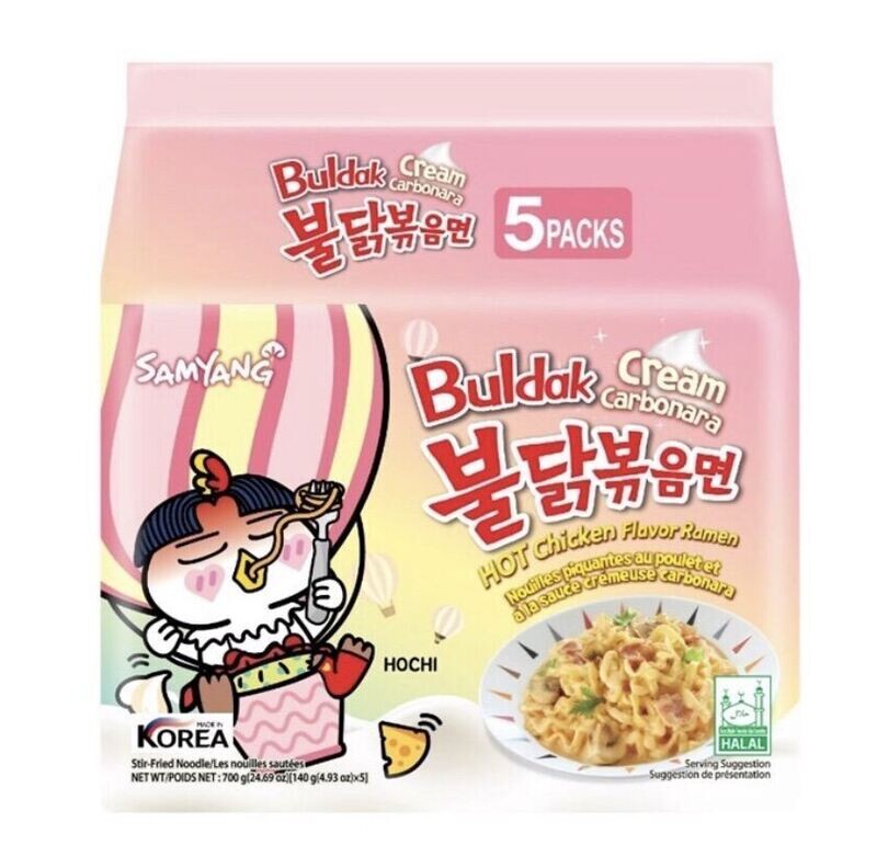 SAMYANG HOT CHICKEN RAMEN ( CREAM CARBONARA) 三养奶油味火鸡面超辣速食干拌拉面 5'S X 140G