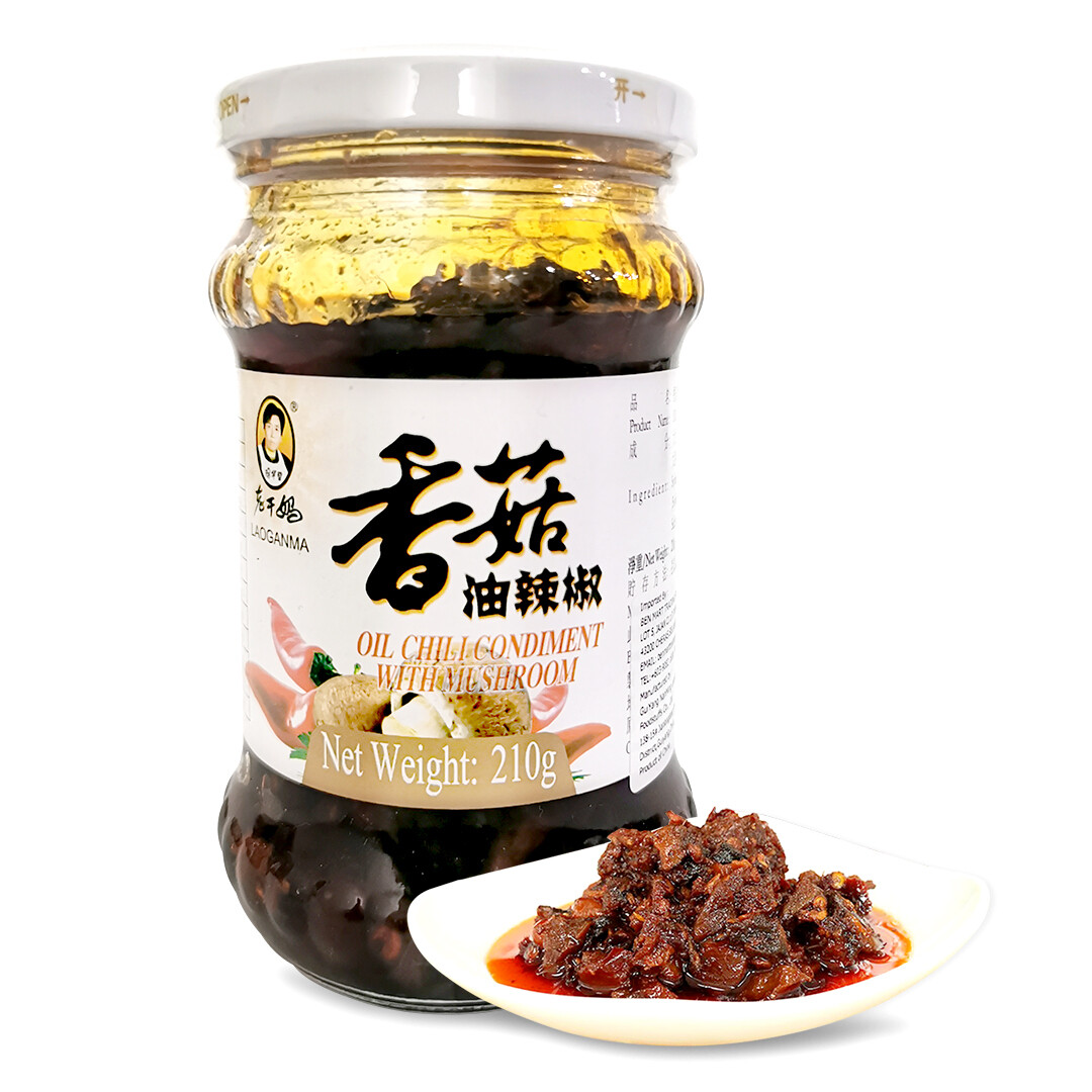 LAOGANMA OIL CHILI CONDIMENT WITH MUSHROOM 老干妈香菇油辣椒 210G