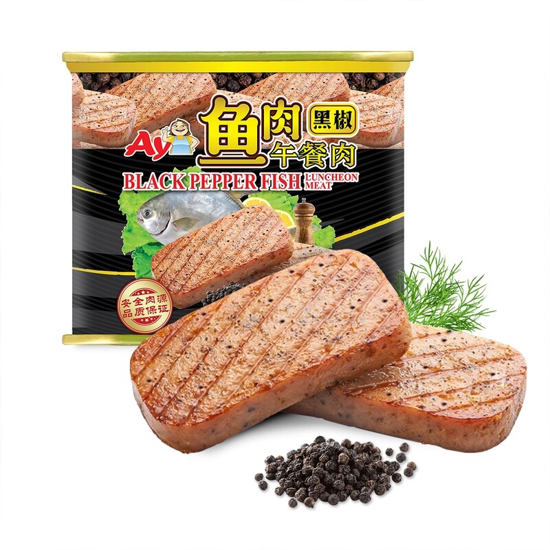 AYI (BLACK PEPPER) FISH LUNCHEON MEAT 阿姨黑胡椒鱼肉午餐肉 (340G)