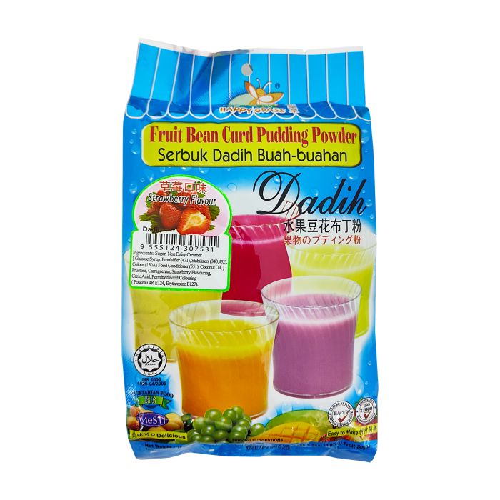HAPPY GRASS DADIH PUDDING POWDER 快乐草豆花布丁粉 360G, FLAVOUR: STRAWBERRY, OPTION: PKT