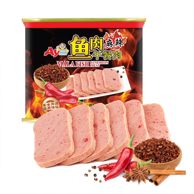 AYI (MALA) FISH LUNCHEON (SPICY) 阿姨麻辣鱼肉午餐肉 (340G)