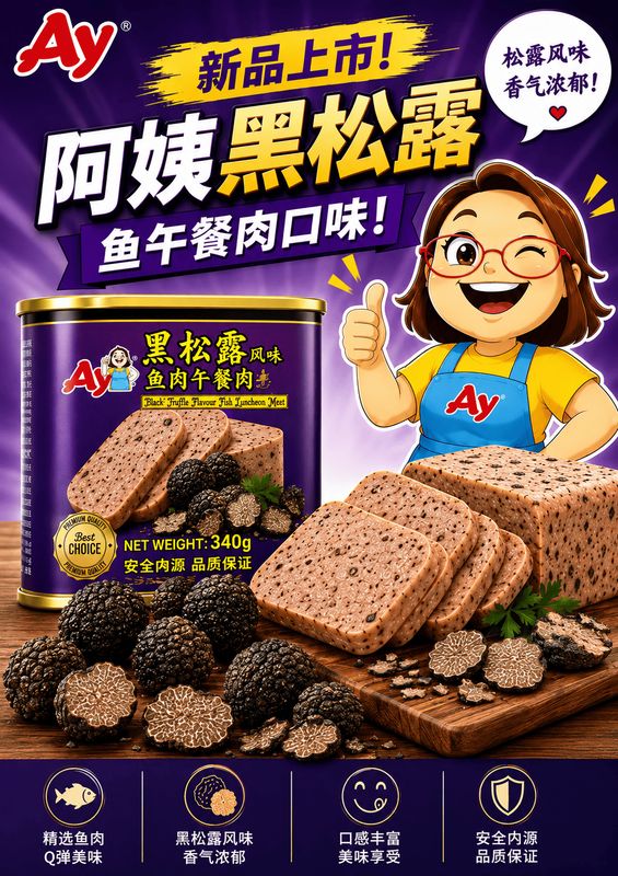 💎最新口味💎 AYI FISH LUNCHEON MEAT 阿姨牌 鱼午餐肉 340G