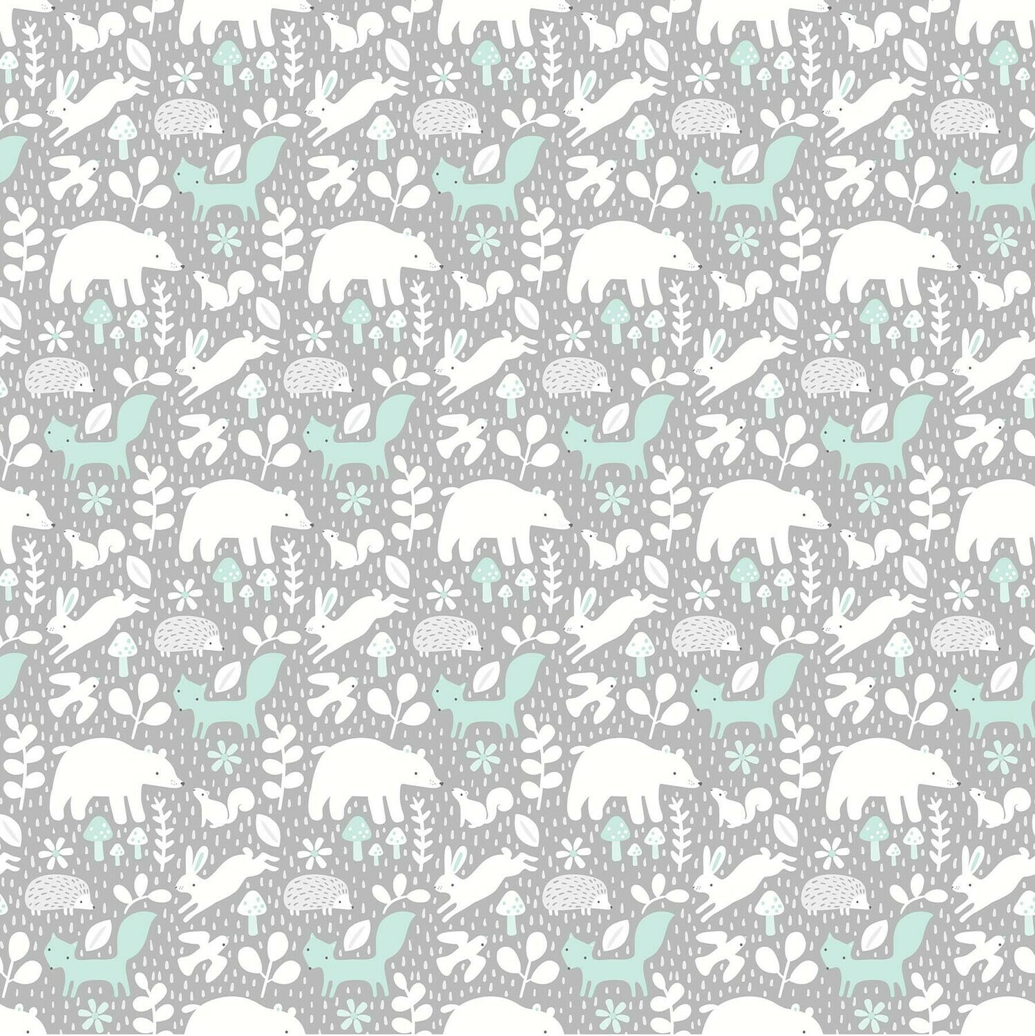 Hello Little One Forest Gathering Grey Turquoise