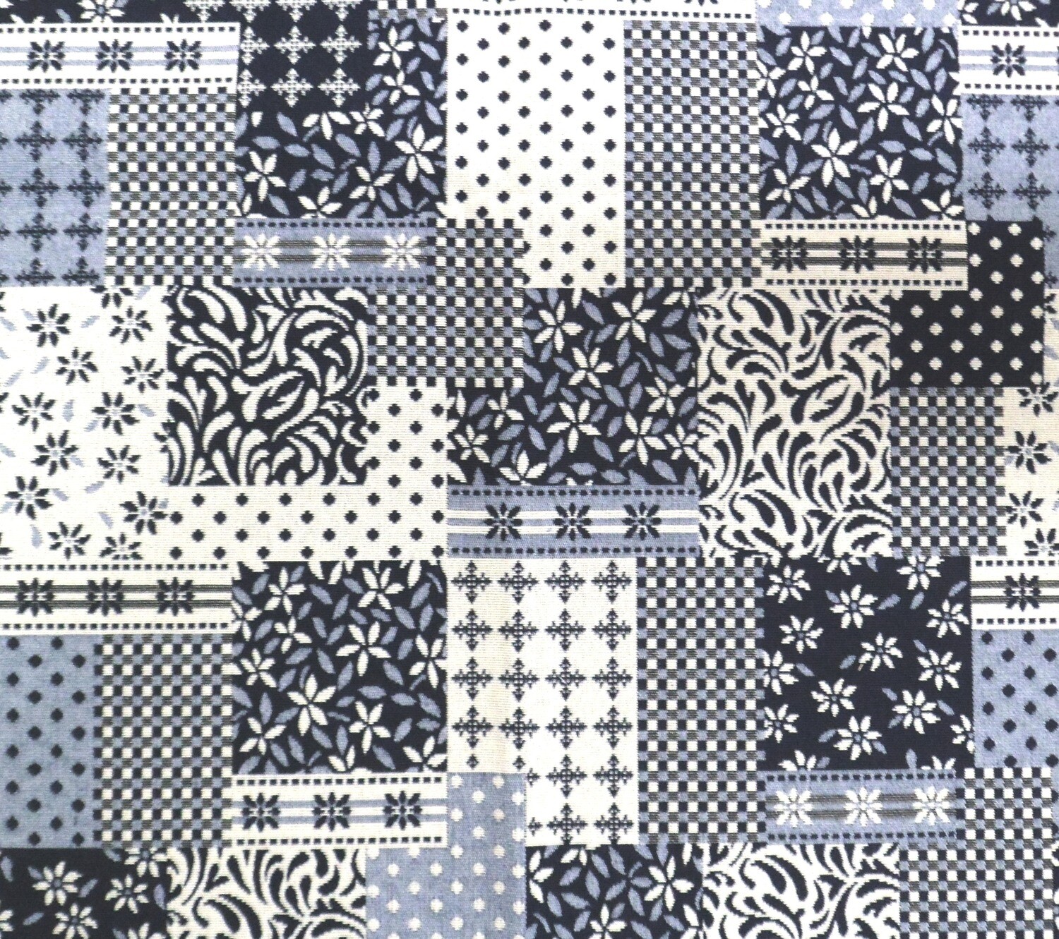 Blue Patchwork Upholstery Fabric