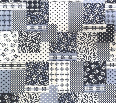Blue Patchwork Upholstery Fabric