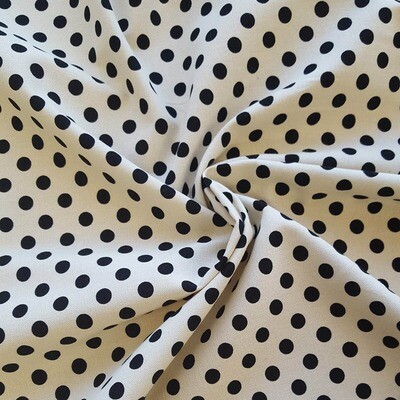 Black and Cream Polka Dot Cotton Canvas