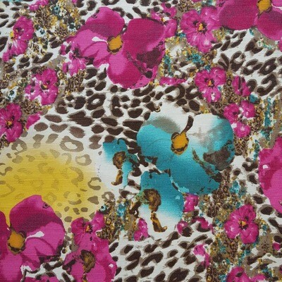Printed Denim- Floral on Leopard Print
