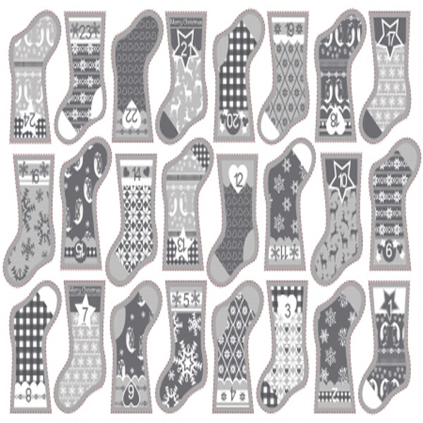 Nordic Christmas Grey Advent Calendar Stocking