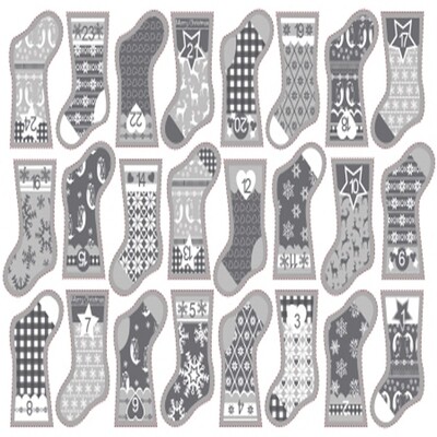 Nordic Christmas Grey Advent Calendar Stocking