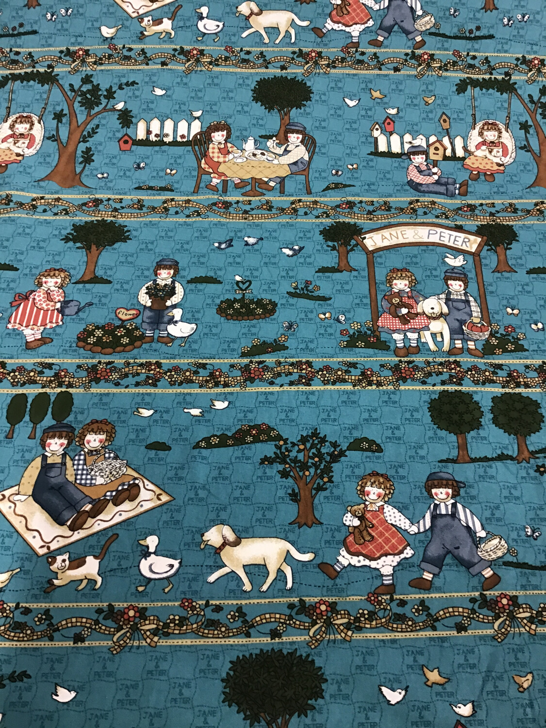 Jane &amp; Peter Go For A Picnic Cotton Canvas