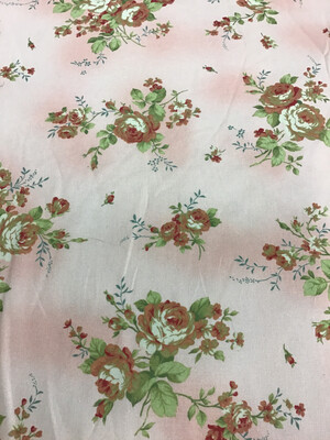 Roses On Pink Cotton Canvas