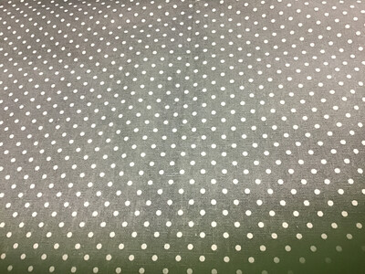 White Polka Dots On Grey Cotton Canvas