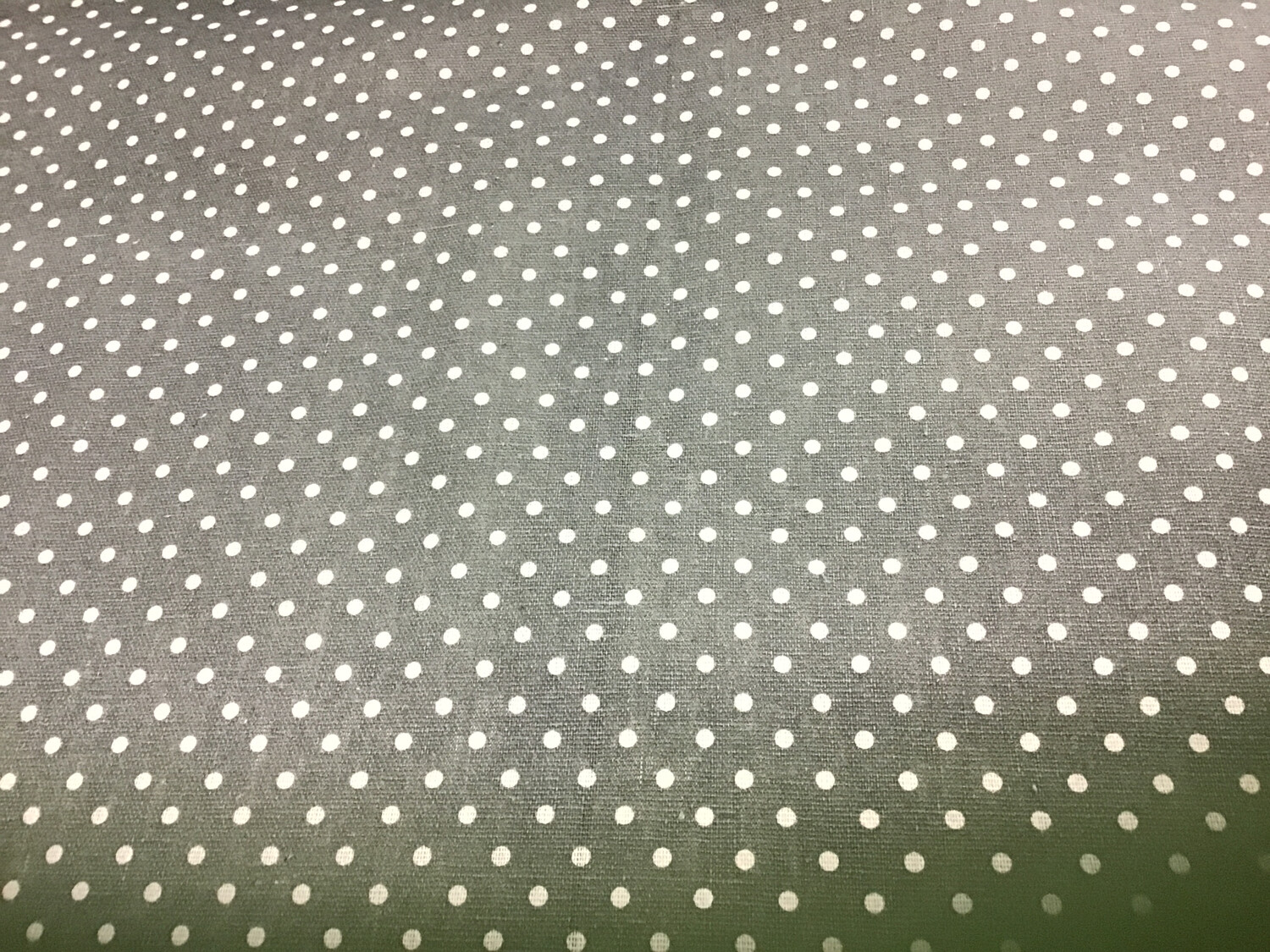 White Polka Dots On Grey Cotton Canvas