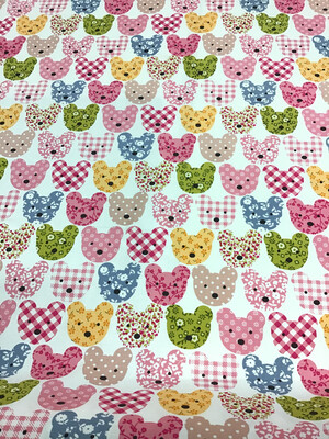 Pink Teddy Bear Cotton Canvas