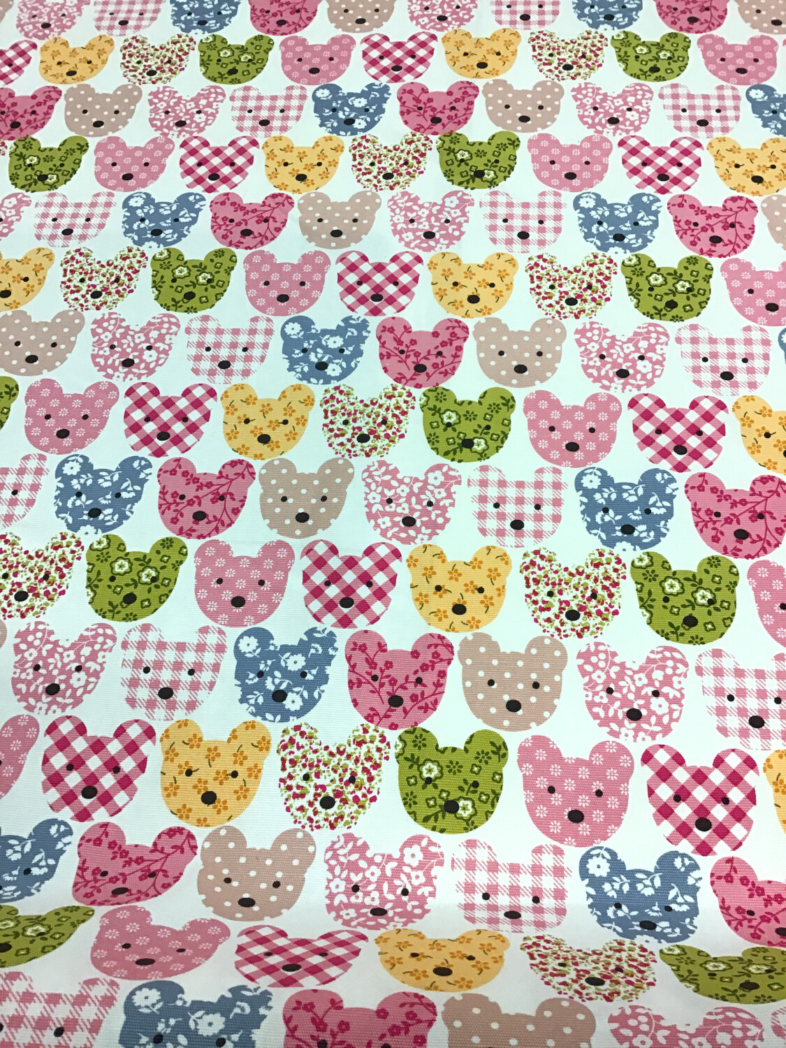 Pink Teddy Bear Cotton Canvas