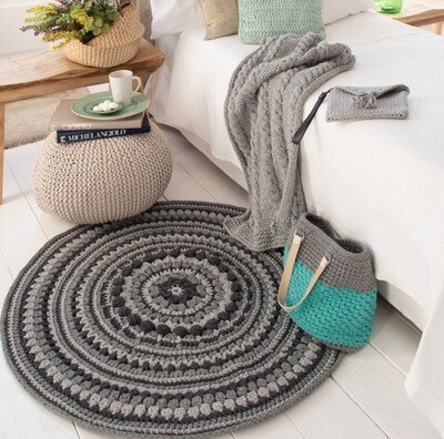 Hoooked Crochet Island Rug Kit RibbonXL - Silver Grey