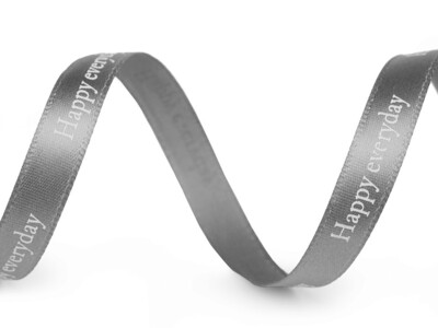 Satin Ribbon Happy Everyday 13.5 Metre/width 10 mm - Grey