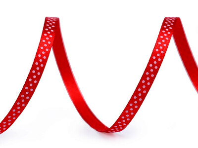 Satin Polka Dot Ribbon 6mm/22.5 Metres - Red