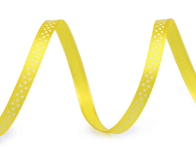 Satin Polka Dot Ribbon 6mm/22.5 Metres - Yellow
