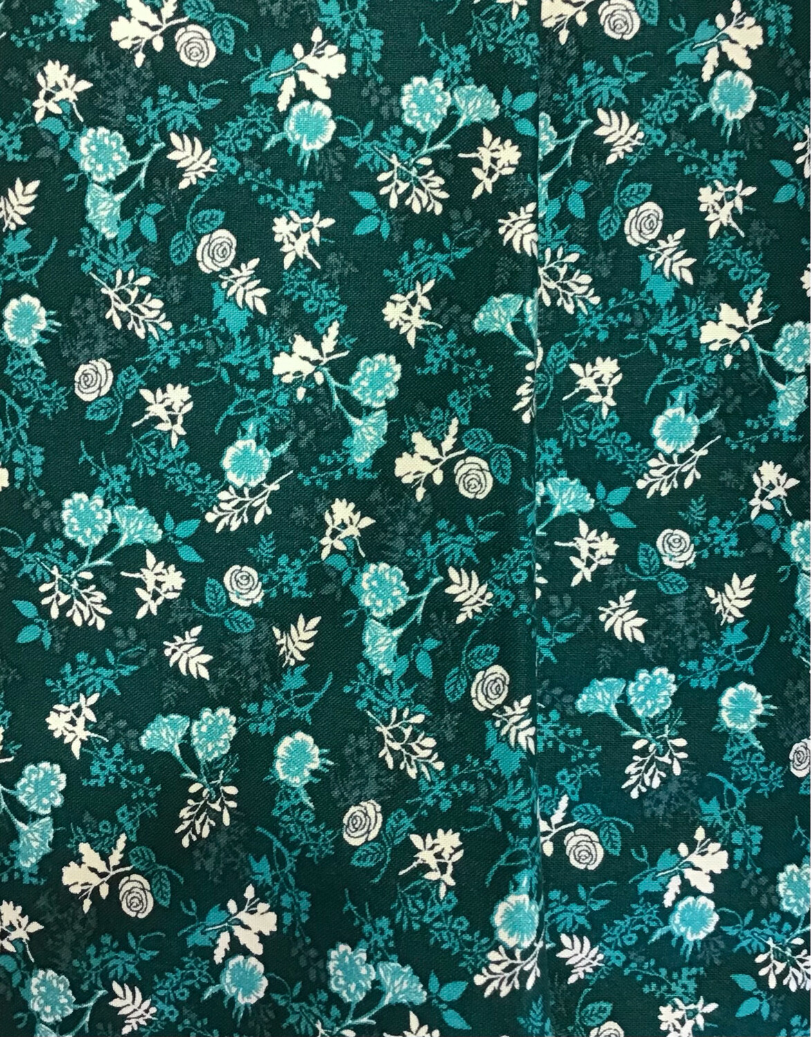 Autumn Leaves Stof Teal Flowers