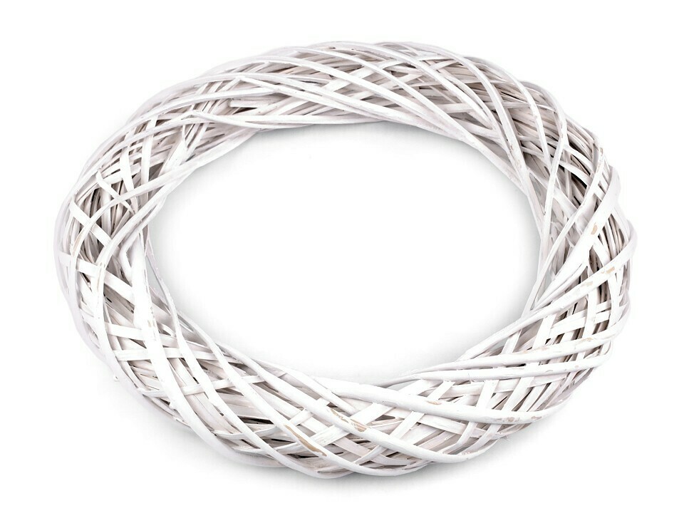 Wicker Wreath 34cm - White