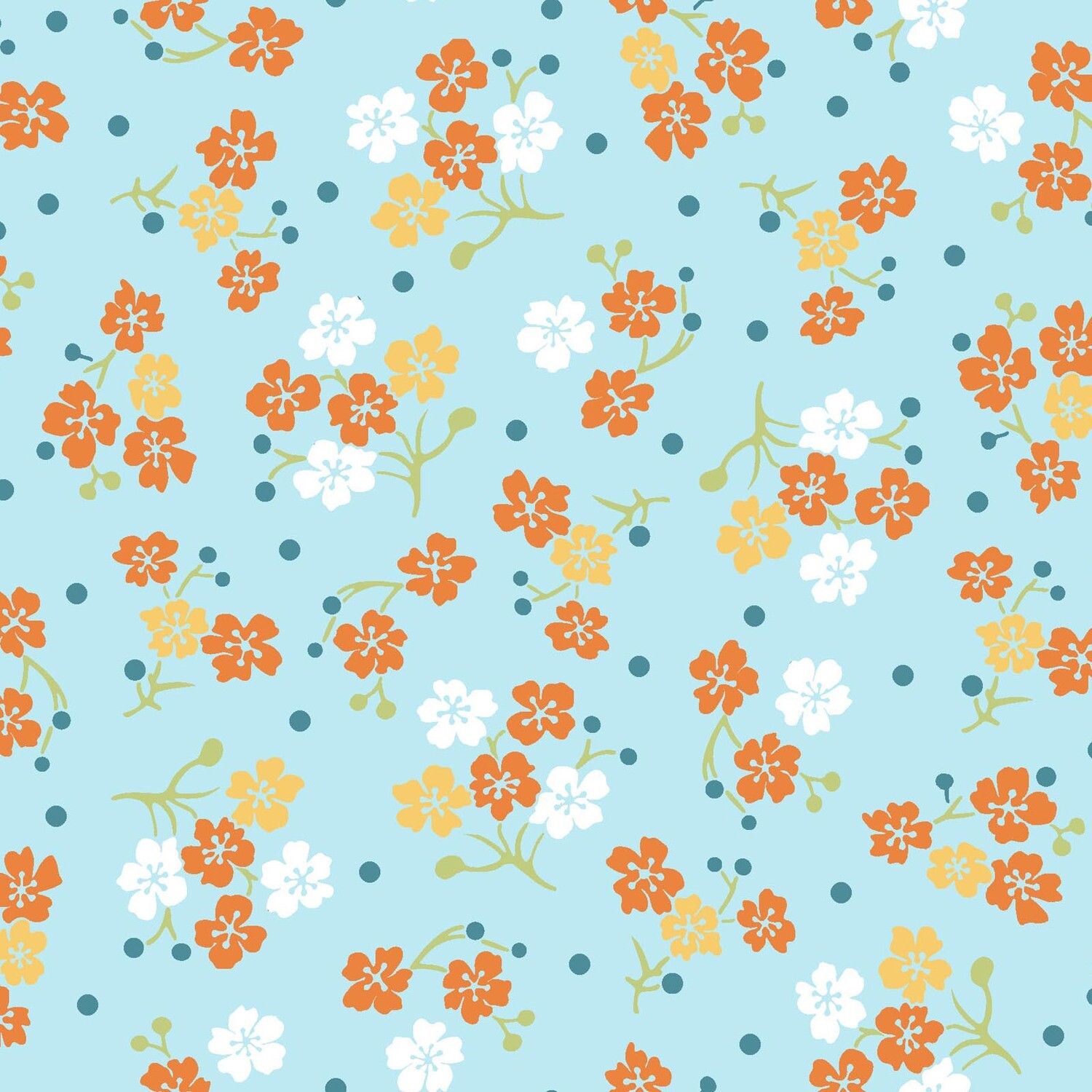 Carnaby Street Flowers and Dots Light Blue