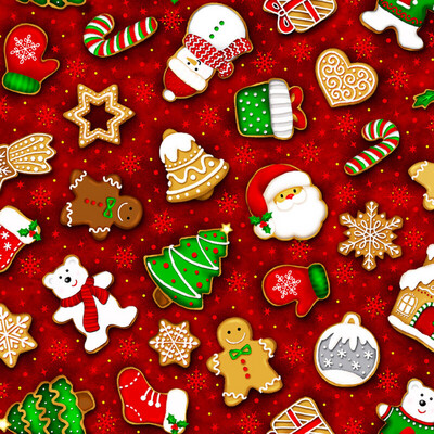 Noel Allover  Cookies Red