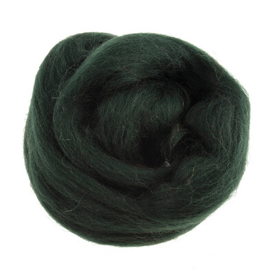 Natural Wool Roving Dark Green