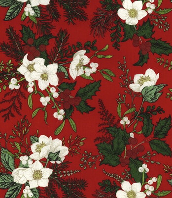 Christmas Flowers On Red