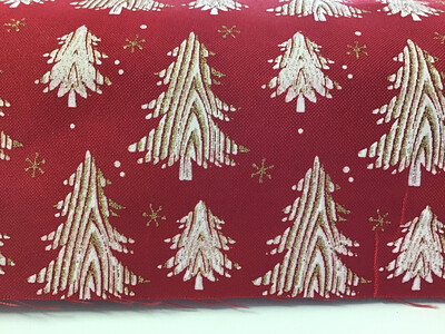 Gold/white Christmas Trees On Red