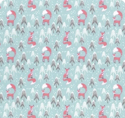 Snowy Day Aqua Foxes